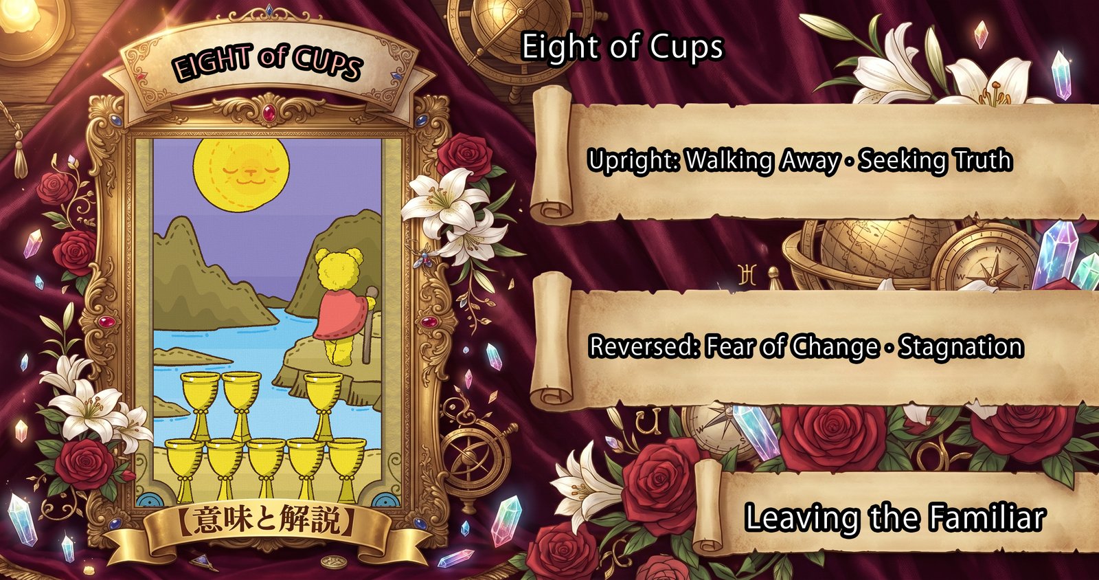 Eight of Cups: Tarot Card Meaning — Upright, Reversed & Love