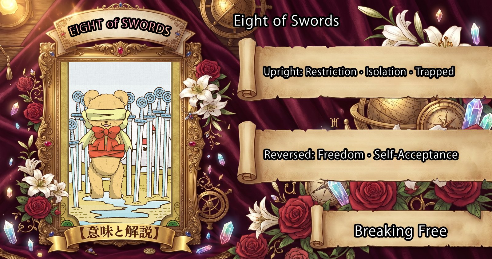 Eight of Swords: Tarot Card Meaning — Upright, Reversed & Love