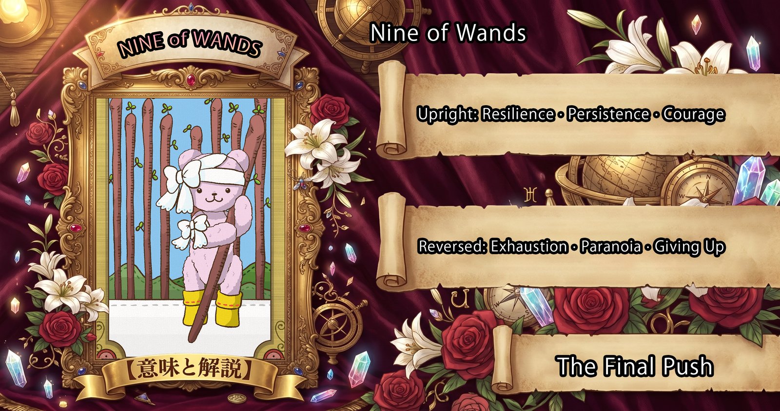 Nine of Wands: Tarot Card Meaning — Upright, Reversed & Love
