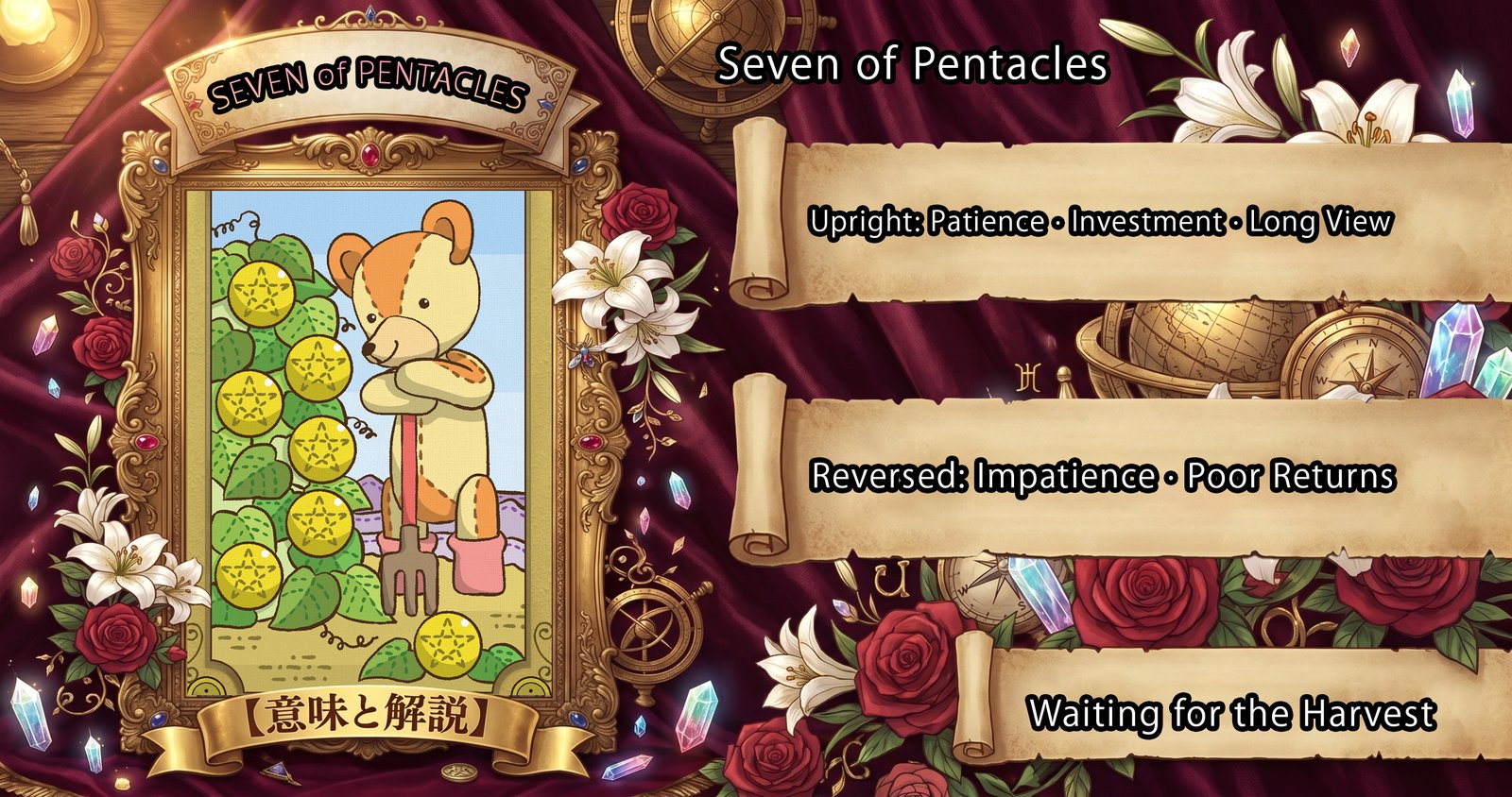 Seven of Pentacles: Tarot Card Meaning — Upright, Reversed & Love