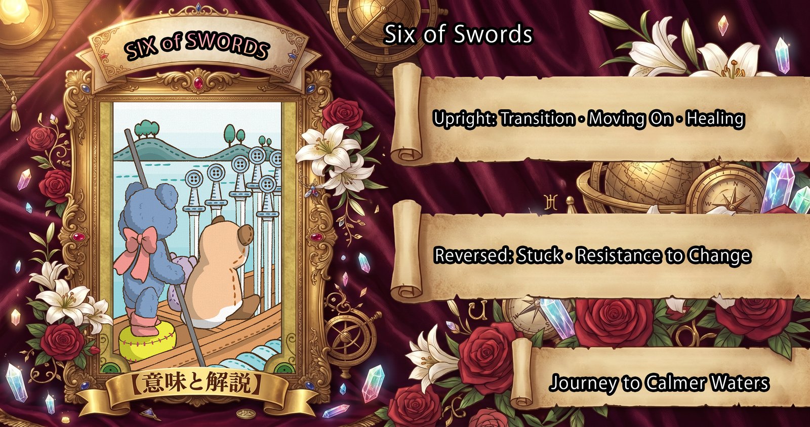 Six of Swords: Tarot Card Meaning — Upright, Reversed & Love