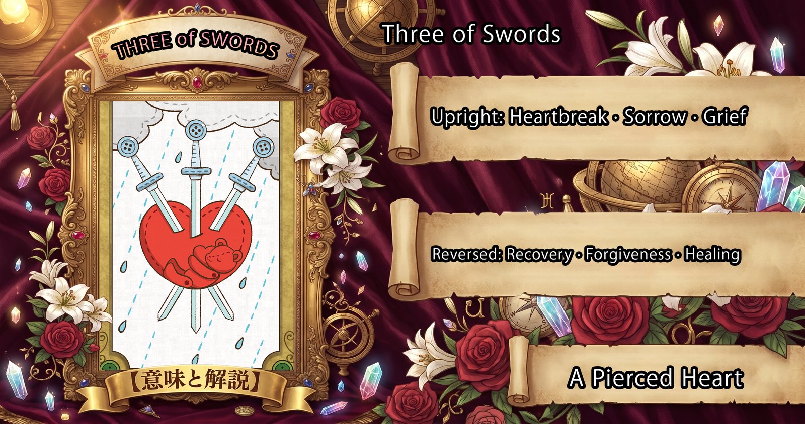 Three of Swords: Tarot Card Meaning — Upright, Reversed & Love