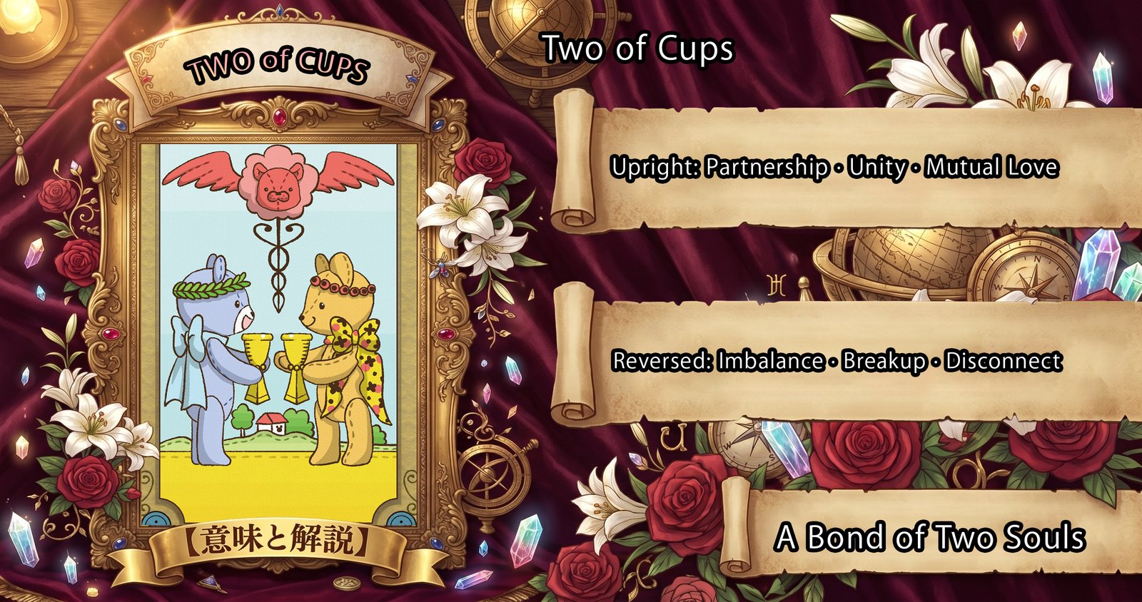 Two of Cups: Tarot Card Meaning — Upright, Reversed & Love