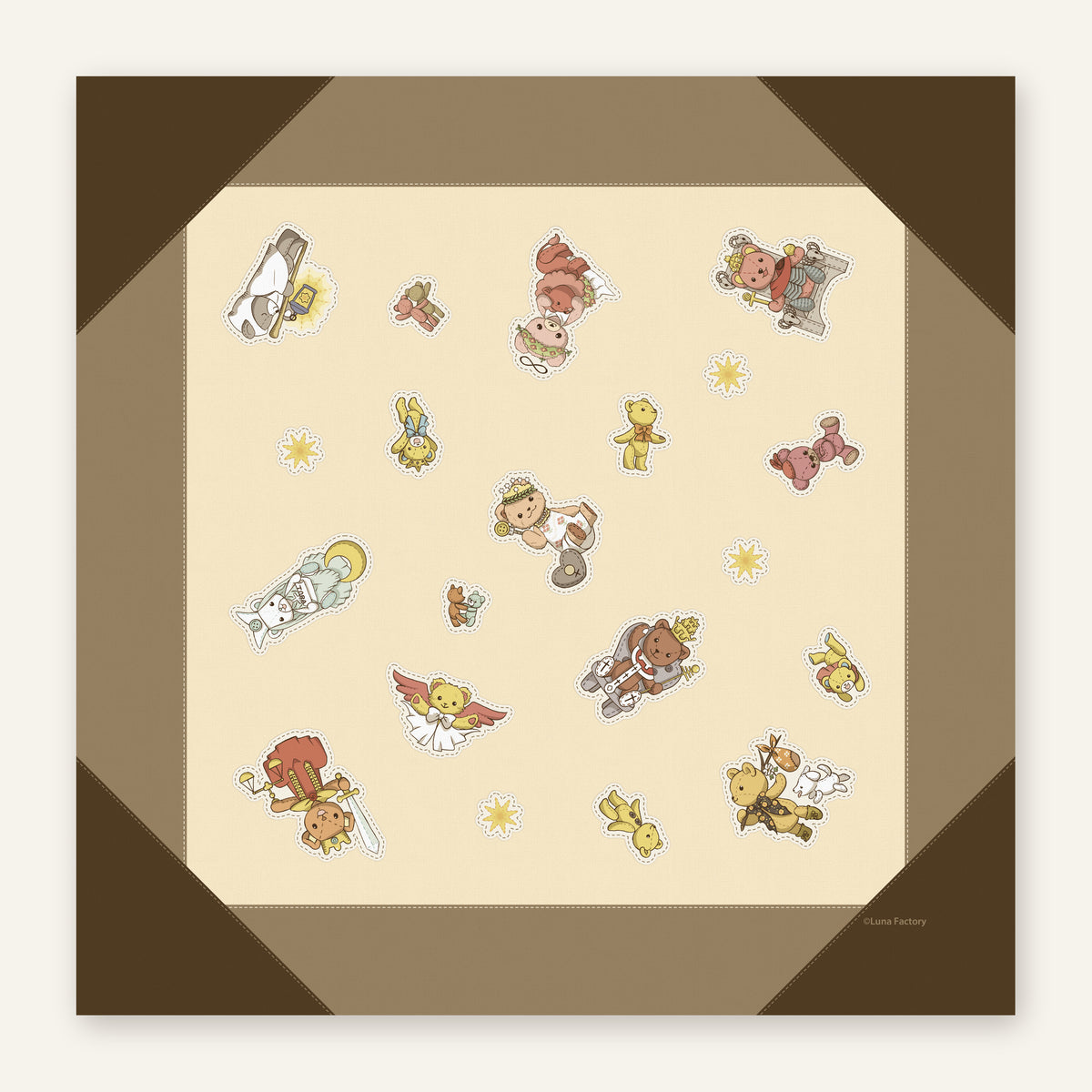 Luna's Bear tarot reading cloth, full print, 65 cm square