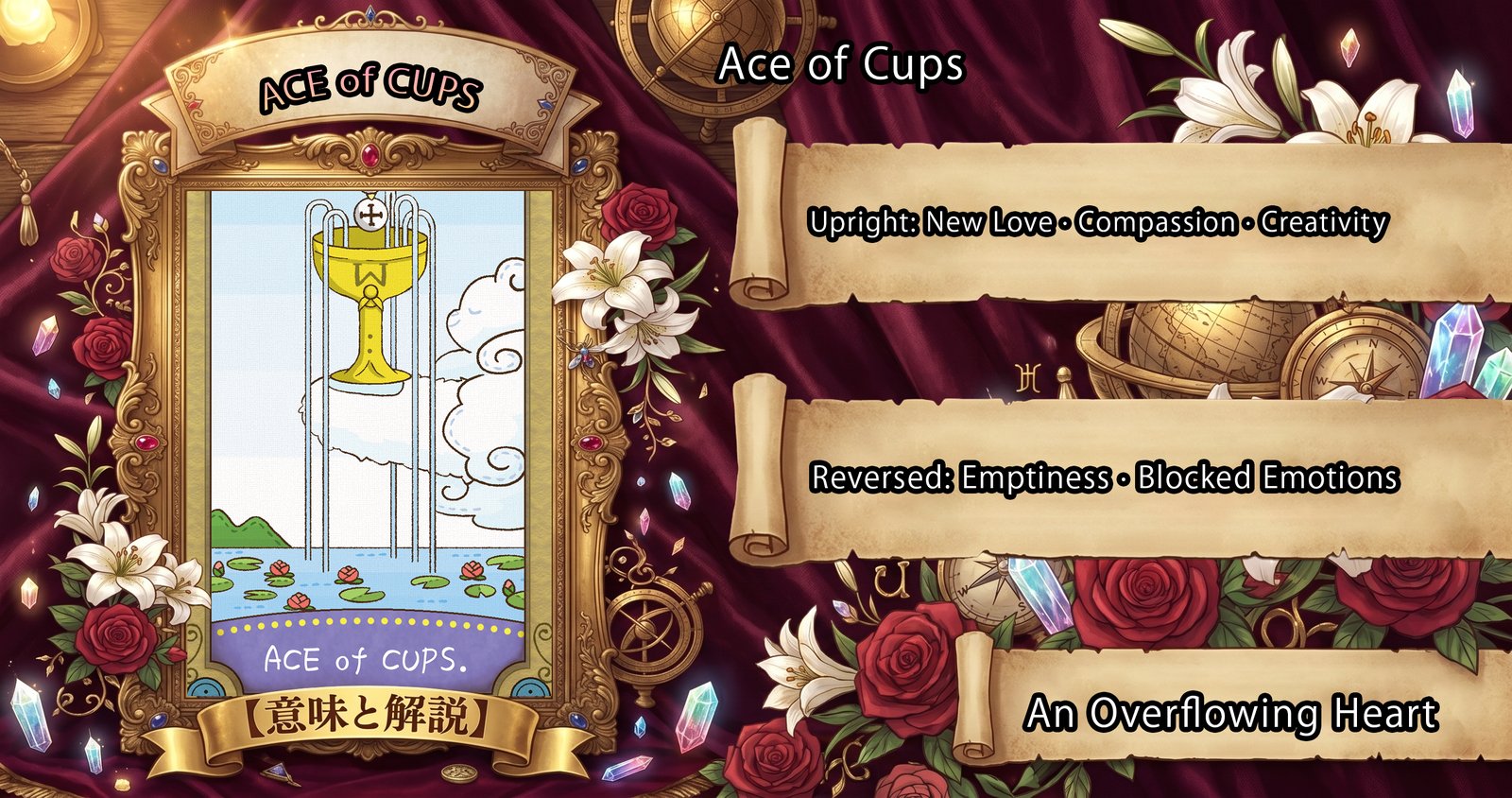 Ace of Cups: Tarot Card Meaning — Upright, Reversed & Love