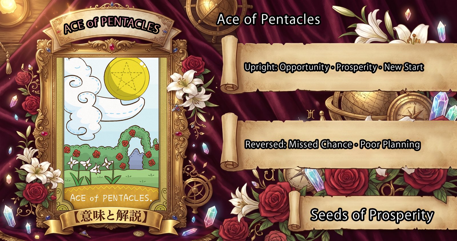 Ace of Pentacles: Tarot Card Meaning — Upright, Reversed & Love