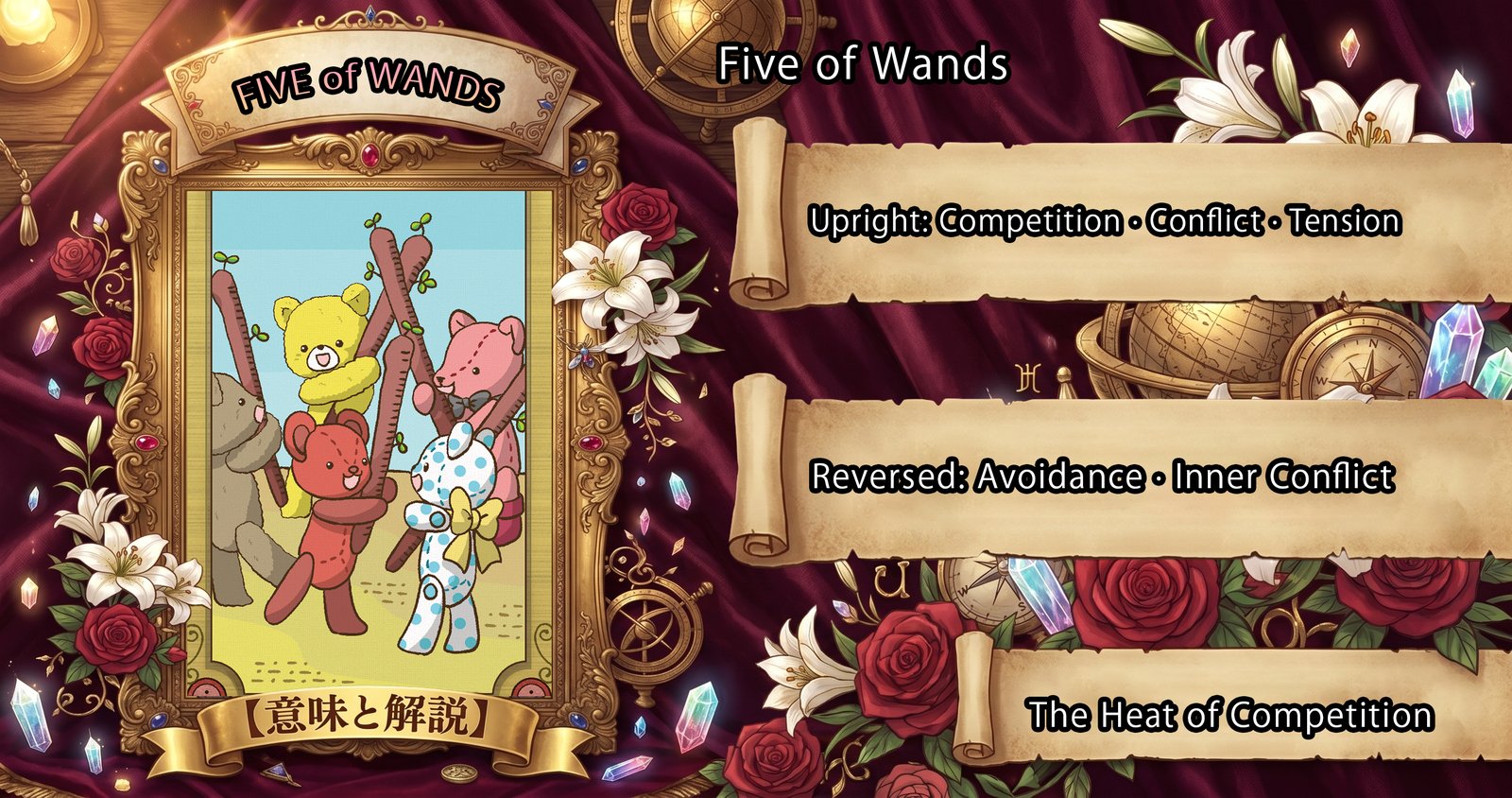 Five of Wands: Tarot Card Meaning — Upright, Reversed & Love
