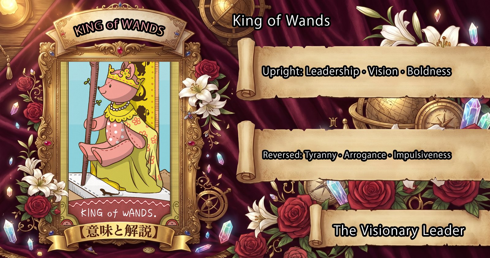 King of Wands: Tarot Card Meaning — Upright, Reversed & Love