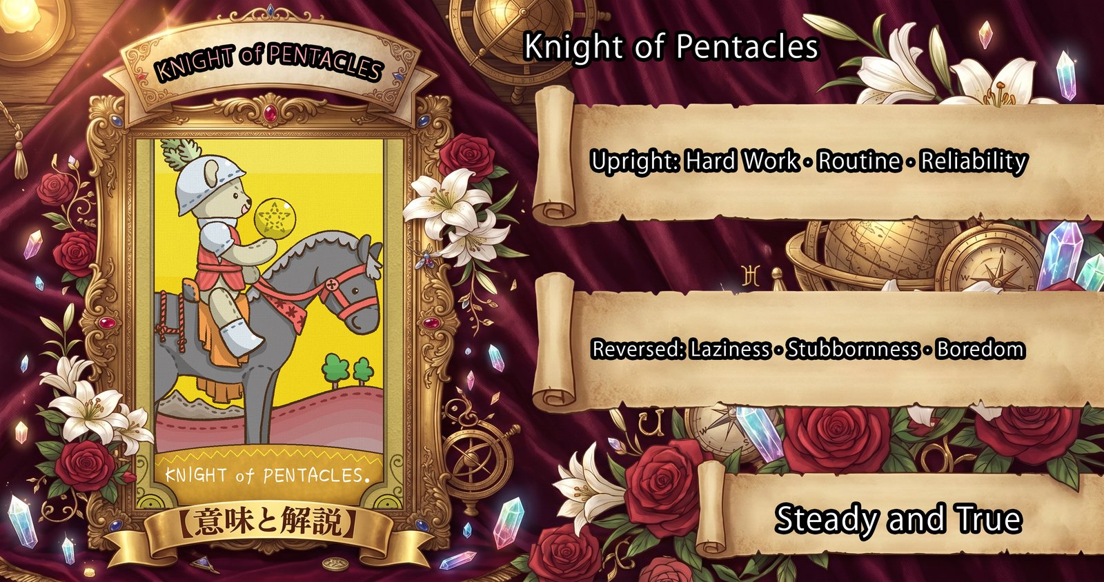 Knight of Pentacles: Tarot Card Meaning — Upright, Reversed & Love