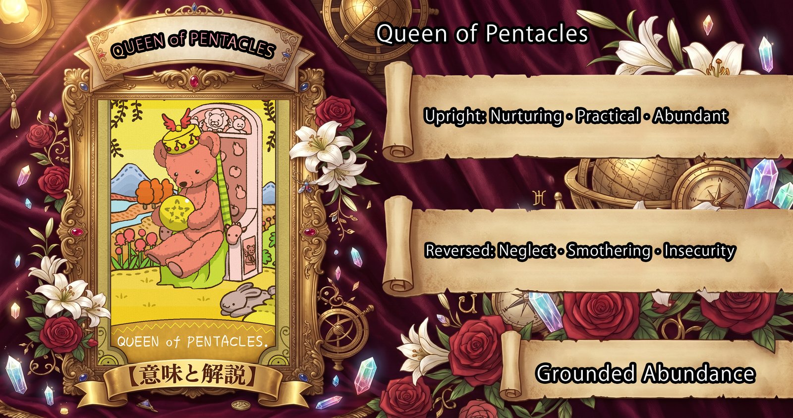 Queen of Pentacles: Tarot Card Meaning — Upright, Reversed & Love