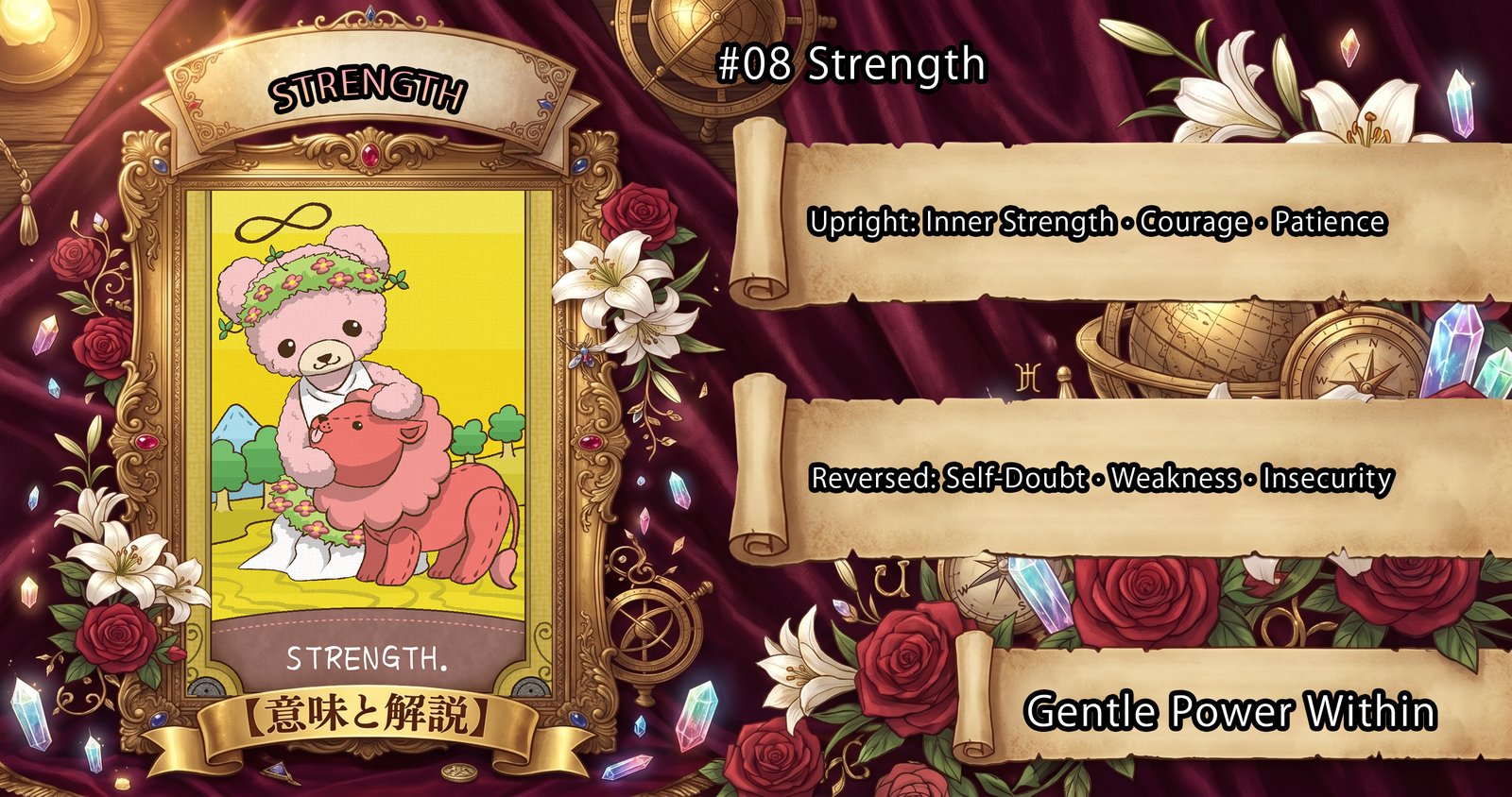 Strength: Tarot Card Meaning — Upright, Reversed & Love