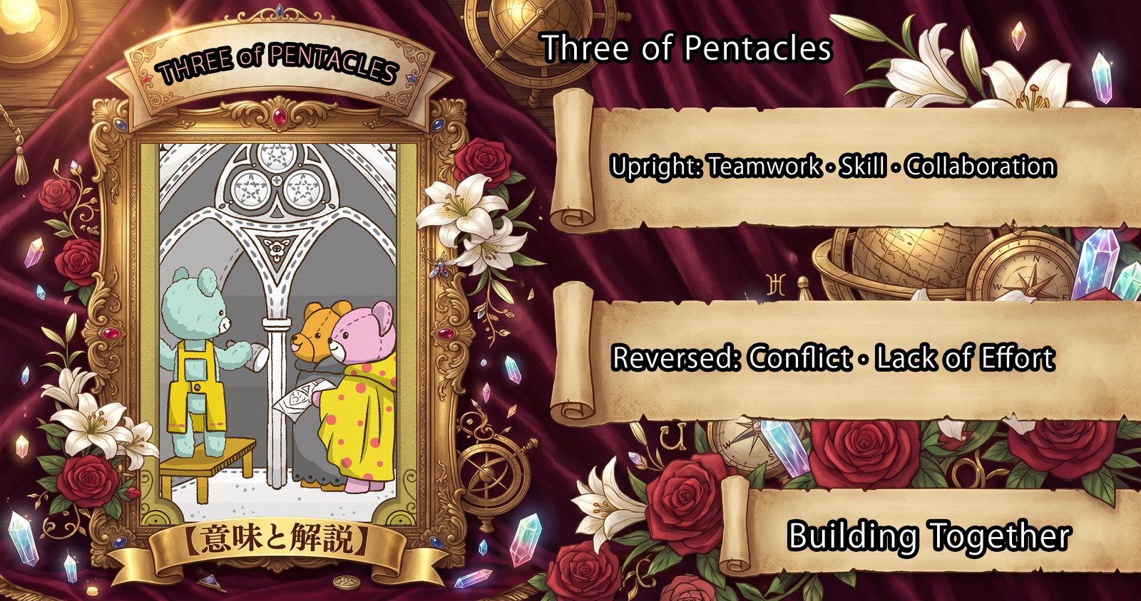 Three of Pentacles: Tarot Card Meaning — Upright, Reversed & Love