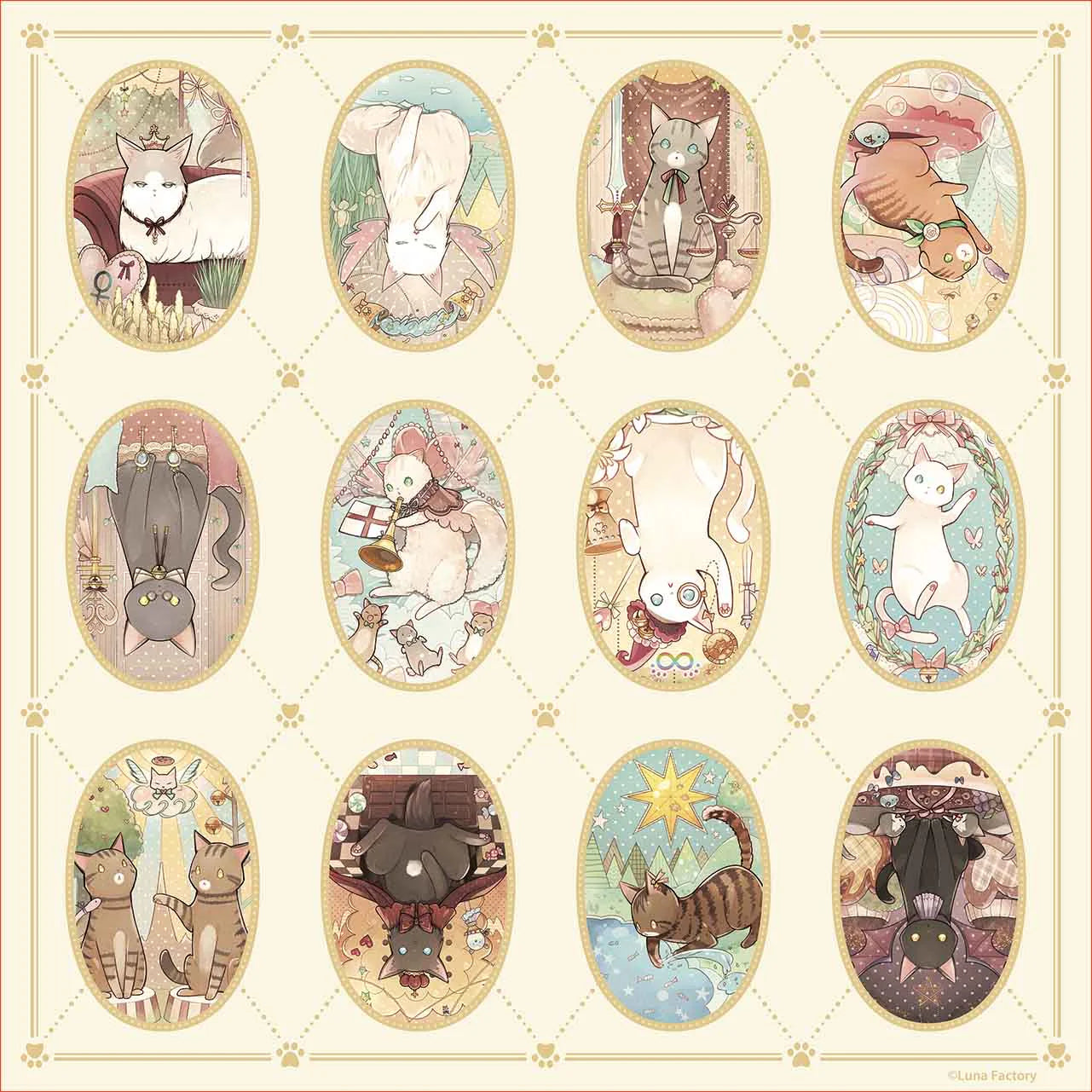 Tarot Reading Support Cloth (Colorful Dreaming Cat Edition)
