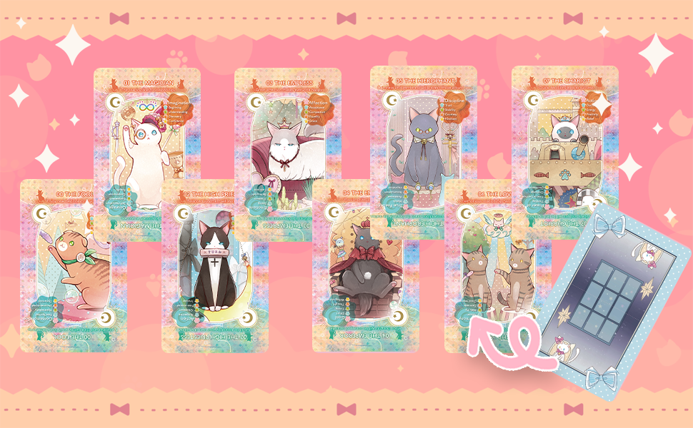 Major Arcana cards of the Beginner's Tarot English Edition with meanings printed on each card