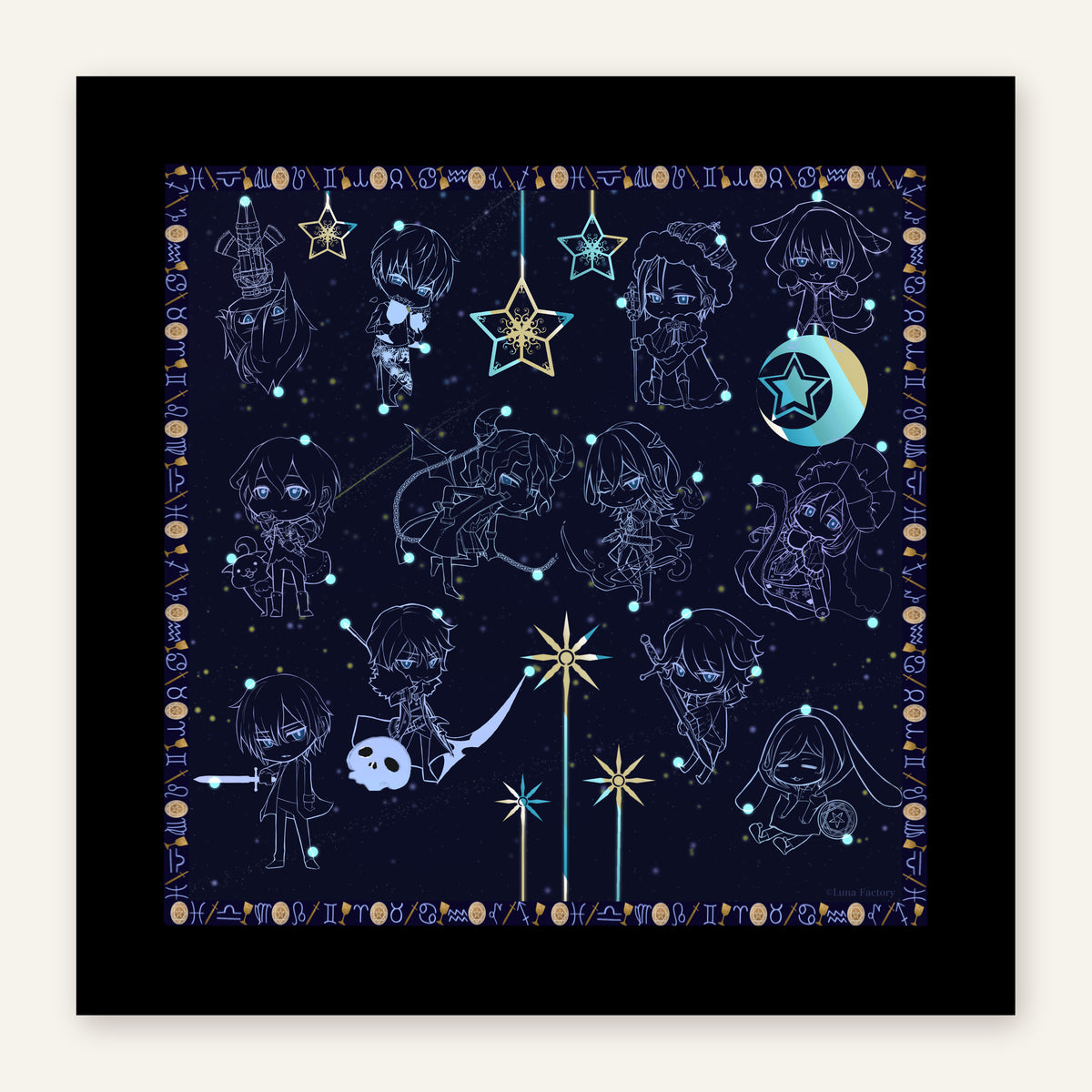 Ideal Soulmale tarot reading cloth, full print, 65 cm square