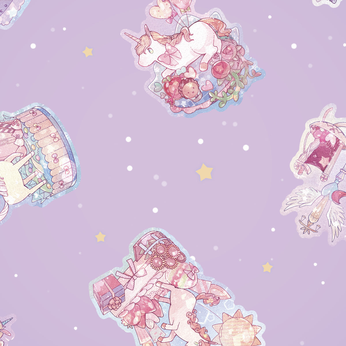 Close-up of the Pastel Unicorn cloth print detail